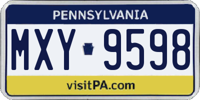 PA license plate MXY9598