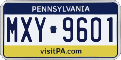 PA license plate MXY9601