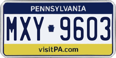 PA license plate MXY9603