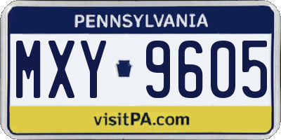 PA license plate MXY9605