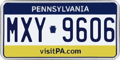 PA license plate MXY9606
