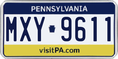 PA license plate MXY9611