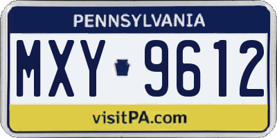PA license plate MXY9612