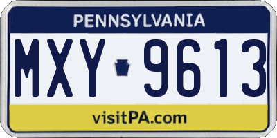 PA license plate MXY9613
