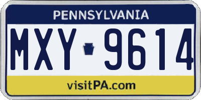 PA license plate MXY9614