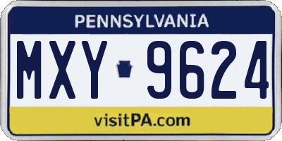 PA license plate MXY9624