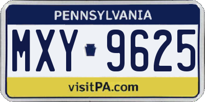 PA license plate MXY9625