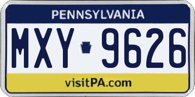 PA license plate MXY9626