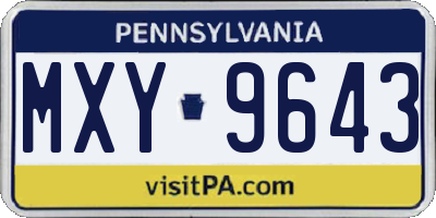 PA license plate MXY9643