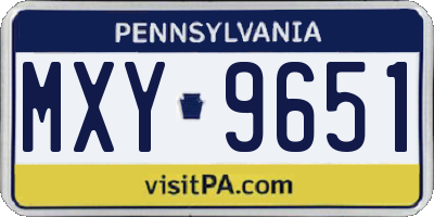 PA license plate MXY9651
