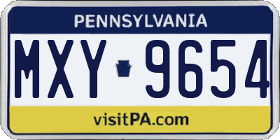 PA license plate MXY9654