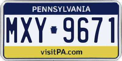 PA license plate MXY9671