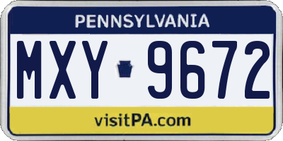PA license plate MXY9672