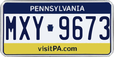 PA license plate MXY9673