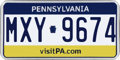 PA license plate MXY9674