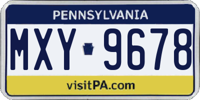 PA license plate MXY9678