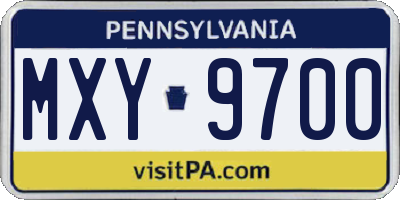 PA license plate MXY9700