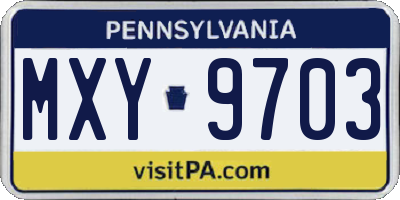 PA license plate MXY9703