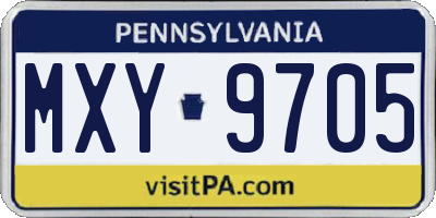 PA license plate MXY9705