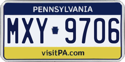 PA license plate MXY9706