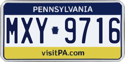 PA license plate MXY9716