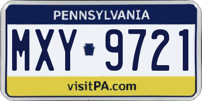 PA license plate MXY9721
