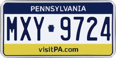 PA license plate MXY9724
