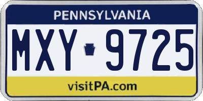 PA license plate MXY9725
