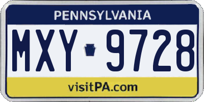 PA license plate MXY9728