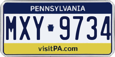 PA license plate MXY9734