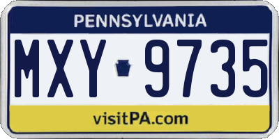 PA license plate MXY9735