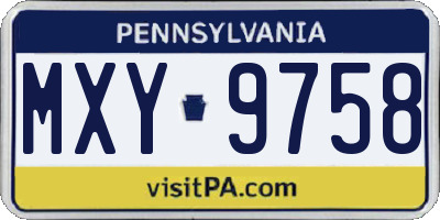 PA license plate MXY9758