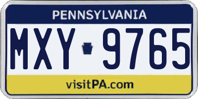 PA license plate MXY9765
