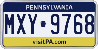 PA license plate MXY9768