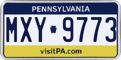 PA license plate MXY9773