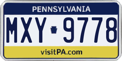 PA license plate MXY9778