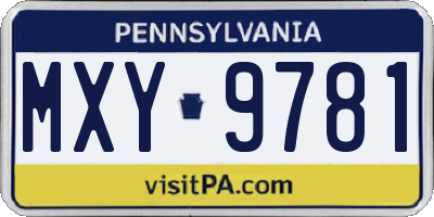 PA license plate MXY9781