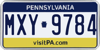 PA license plate MXY9784
