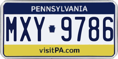 PA license plate MXY9786