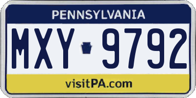 PA license plate MXY9792