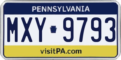 PA license plate MXY9793