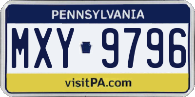 PA license plate MXY9796