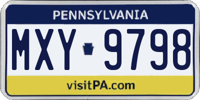 PA license plate MXY9798