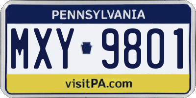 PA license plate MXY9801