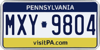 PA license plate MXY9804