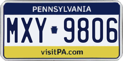 PA license plate MXY9806