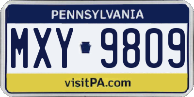 PA license plate MXY9809