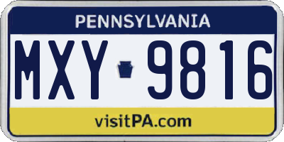 PA license plate MXY9816