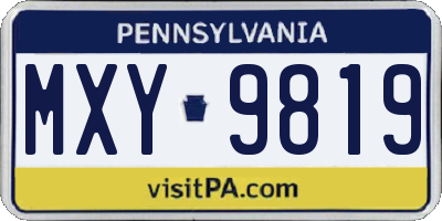 PA license plate MXY9819