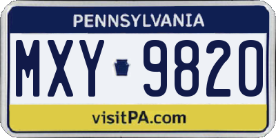 PA license plate MXY9820